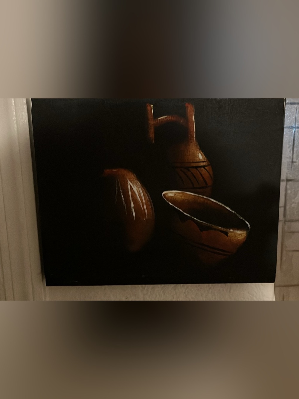 Hand-Painted Earthenware Vessels Canvas Art - Brown Still Life 11x14